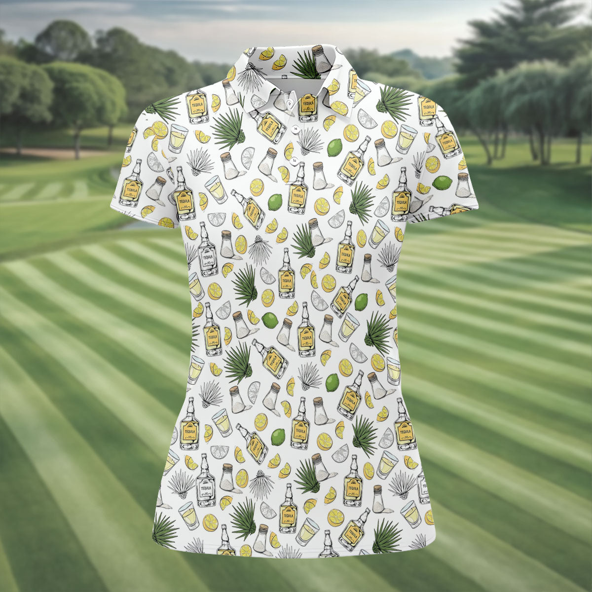 Tequila Lime Salt Cinco De Mayo Celebration Ladies Golf Tops, Drinking Party Golf Shirt For Women