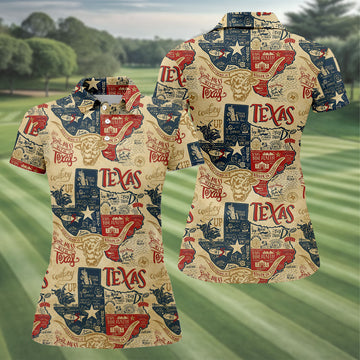 Don't Mess With Texas Western Theme Old West Women Golf Top, Ladies Golf Shirts, Golf Shirt For Women