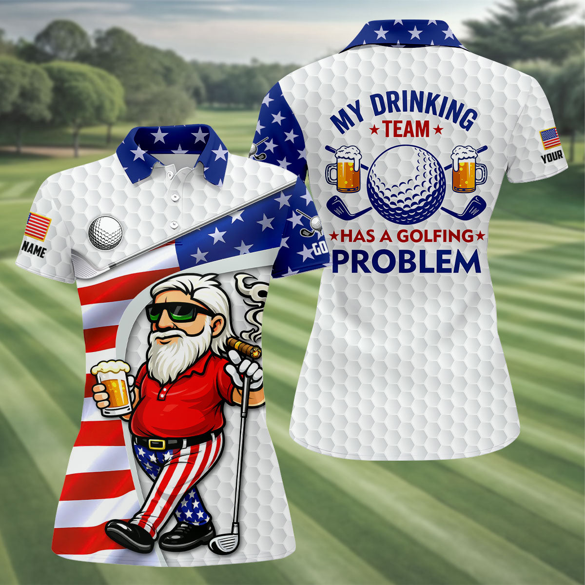My Drinking Team Has A Golfing Problem Funny 4th Of July Golf Shirt, 250 Years Golf Shirt For Women