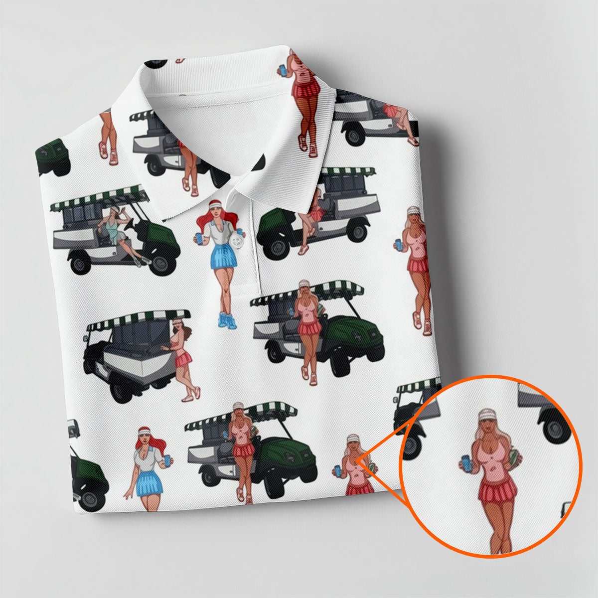 Golf Cart Girls Pattern Golf Polo Shirt, Hawaiian Golf Shirt, Mens Golf Apparel