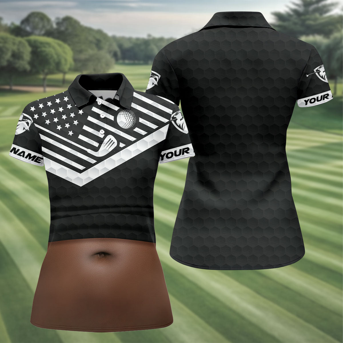 Personalized Dark Skin Beer Belly Golf Polo Shirt, Womens Golf Tops, Ladies Golf Shirt