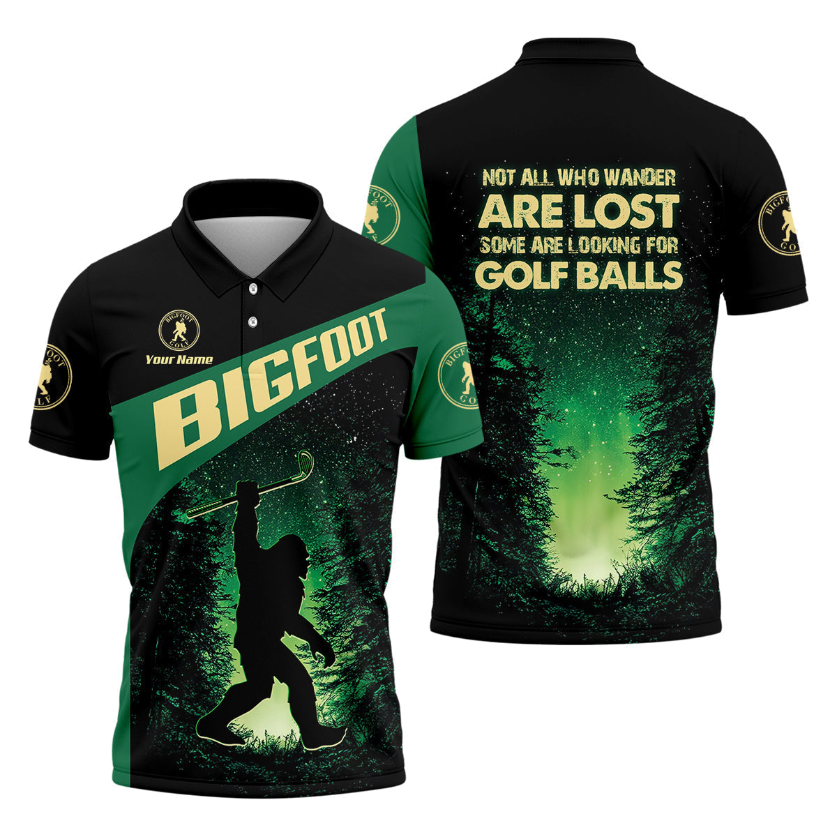 Bigfoot Custom Mens Golf Polo Shirt, Golf Gifts For Dad
