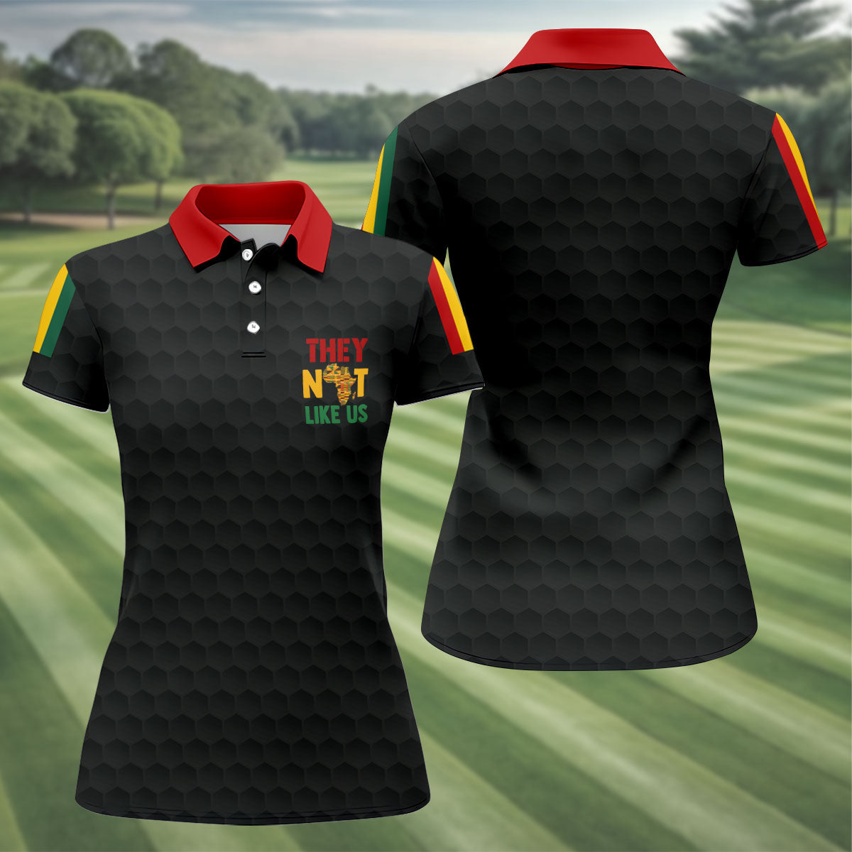 Juneteenth They Not Like Us Africa Performance Golf Polo Shirt, Golf Shirts For Women, Women's Golf Apparel