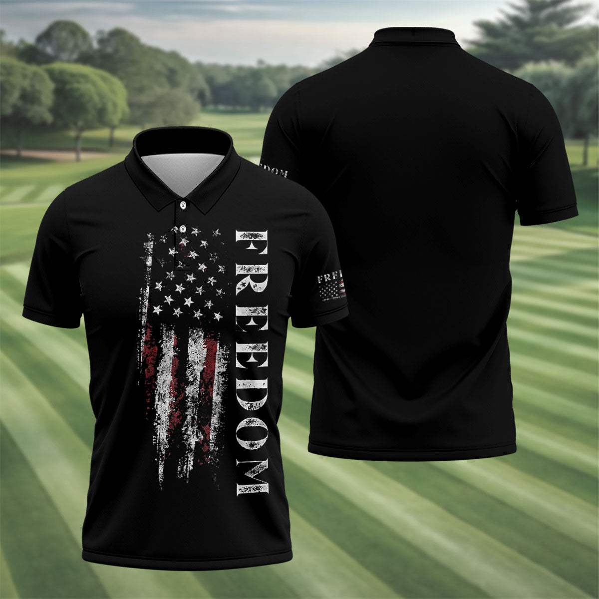 Freedom USA Distressed Flag US 250th Anniversary Golf Shirt, Patriotic Golf Shirt, Golf Shirts For Men