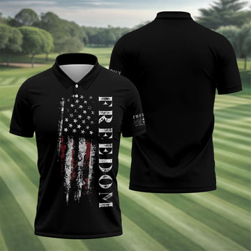 Freedom USA Distressed Flag US 250th Anniversary Golf Shirt, Patriotic Golf Shirt, Golf Shirts For Men