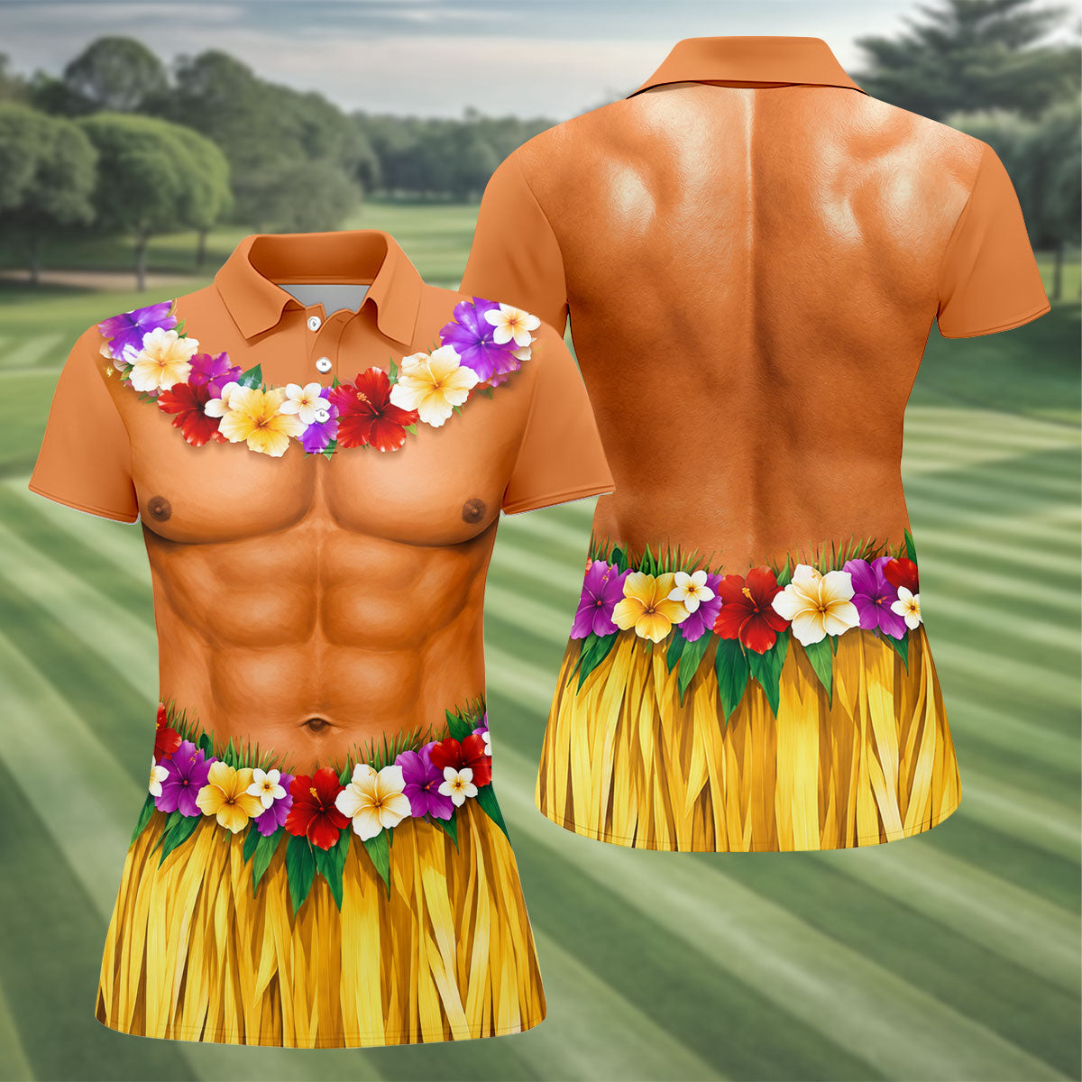 Funny Beach Body Golf Shirt, Hawaiian Luau Women's Golf Polo, Polo Shirts For Women