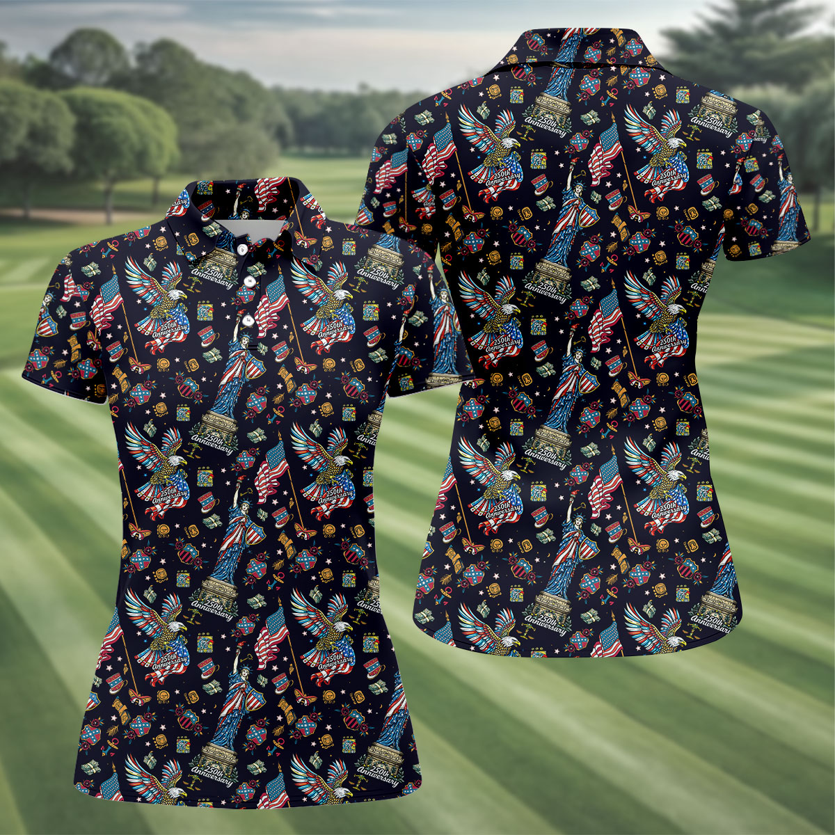 American History Culture Patriotic 4th Of July Golf Shirt, 250th Anniversary Golf Shirt For Women