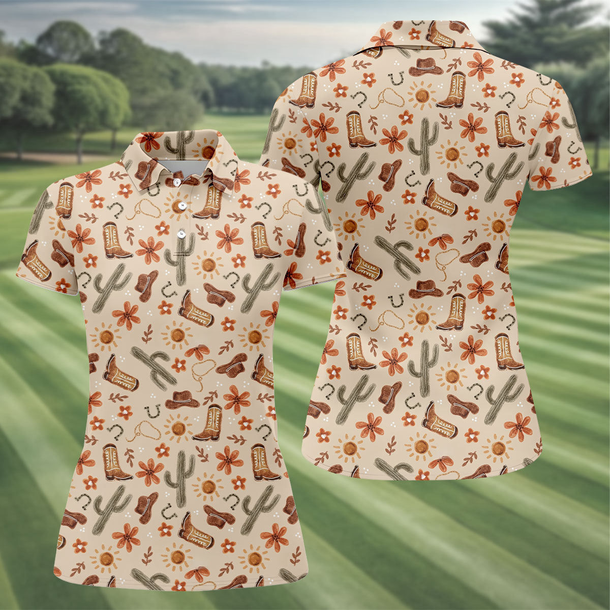Colorful Western Cowboy Boots Pattern Hawaiian Golf Shirt, Ladies Golf Shirt, Women’s Golf Apparel (Copy)