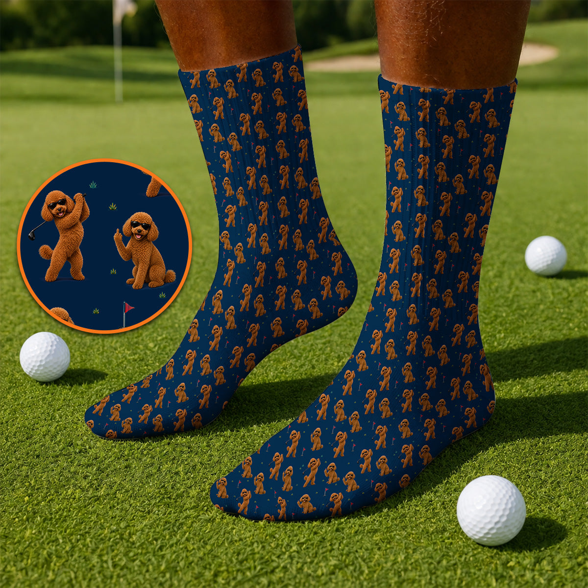 Funny Poodle Pattern Golf Socks, Cool Poodle Dog Golf Sock, Perfect Golf Gift For Golfer