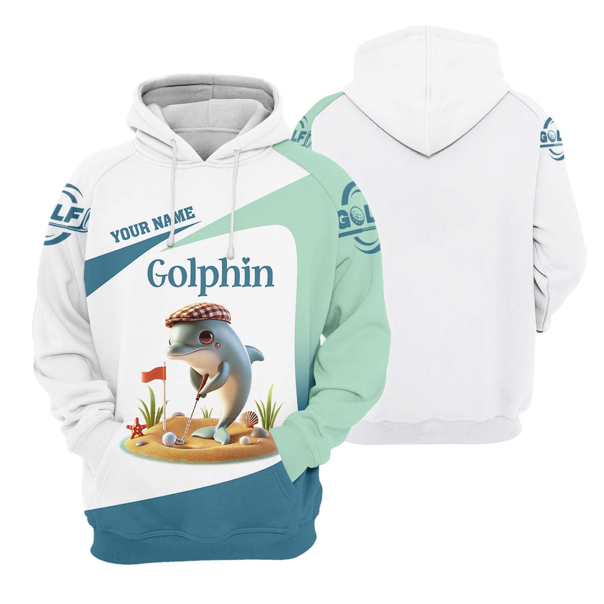 Golfin' Dolphin Custom Golf Polo Shirt, Golfing Apparel, Mens Golf Gift, Funny Golf Polo Shirt
