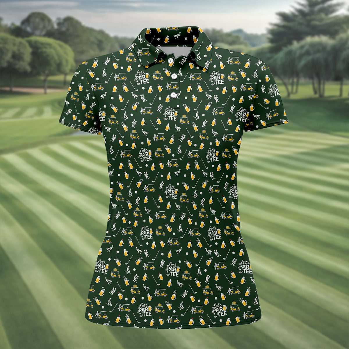 Let's Par Tee Funny Golf Pattern Polo Shirt, Ladies Golf Shirt, Women's Golf Apparel