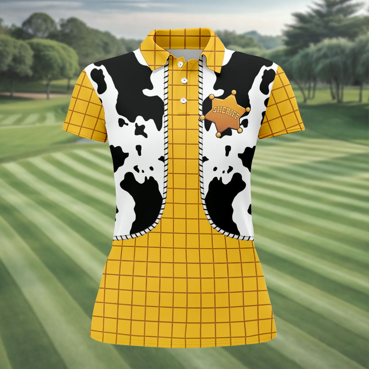 Cowboy Toy Hawaiian Golf Shirt, Cartoon Style Women's Golf Tops, Ladies Golf Shirts