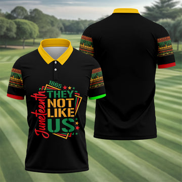 Juneteenth They Not Like Us 1865 Heritage Golf Polo Shirt, Golf Shirts For Men, Printed Golf Shirts