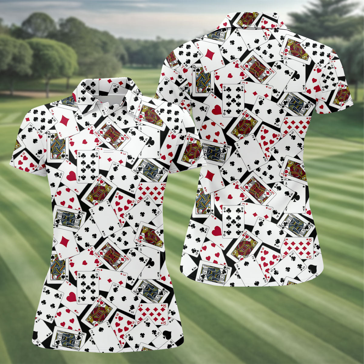 Playing Cards Poker Pattern Hawaiian Golf Shirt, Golf Polo For Women, Women’s Golf Apparel