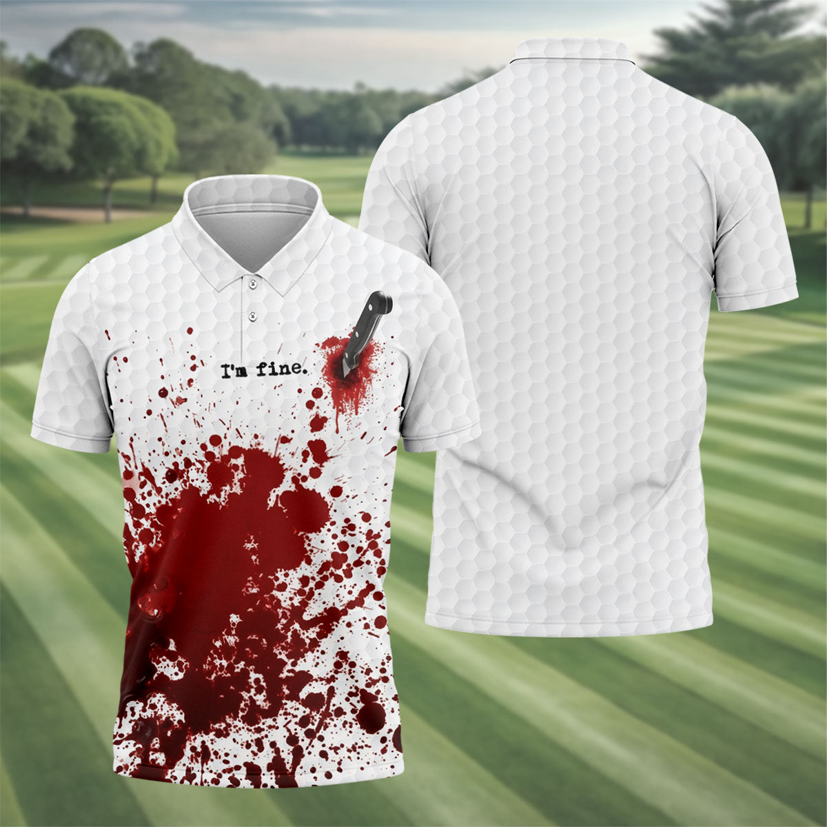 I'm Fine. Horror Golf Polo Shirt, Golf Polo Shirts For Men, Printed Golf Shirts