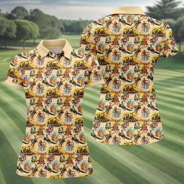 Vintage Cowboy Western Theme Old West Women Golf Top, Ladies Golf Shirts, Golf Shirt For Women