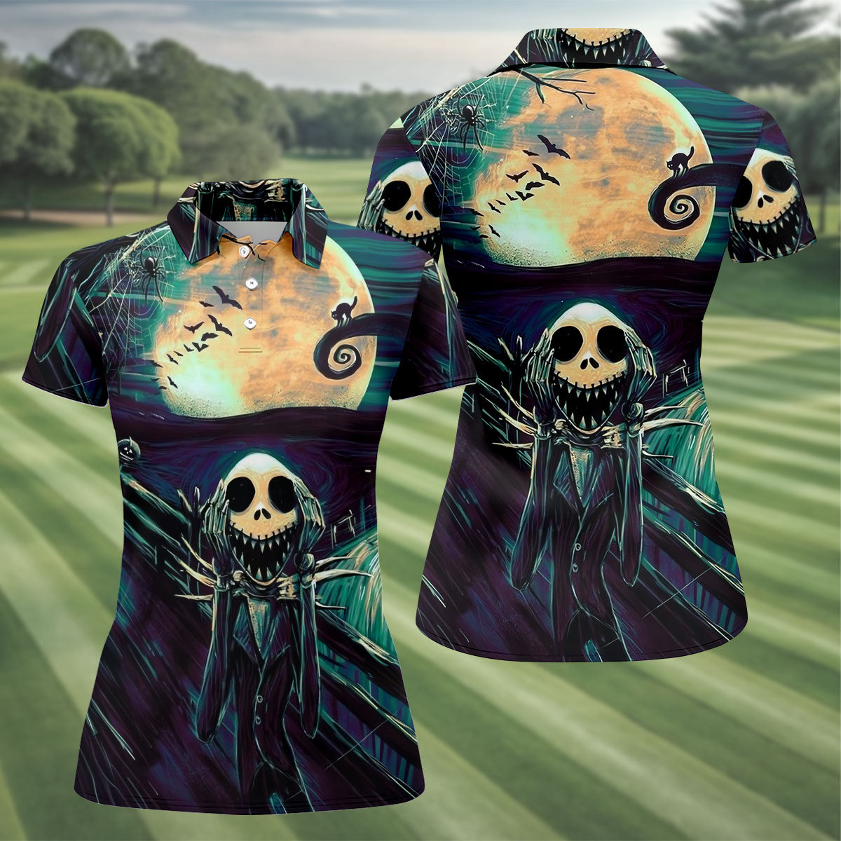 Halloween Skeleton Horror Character Golf Shirt, Golf Shirts For Women, Printed Golf Shirt
