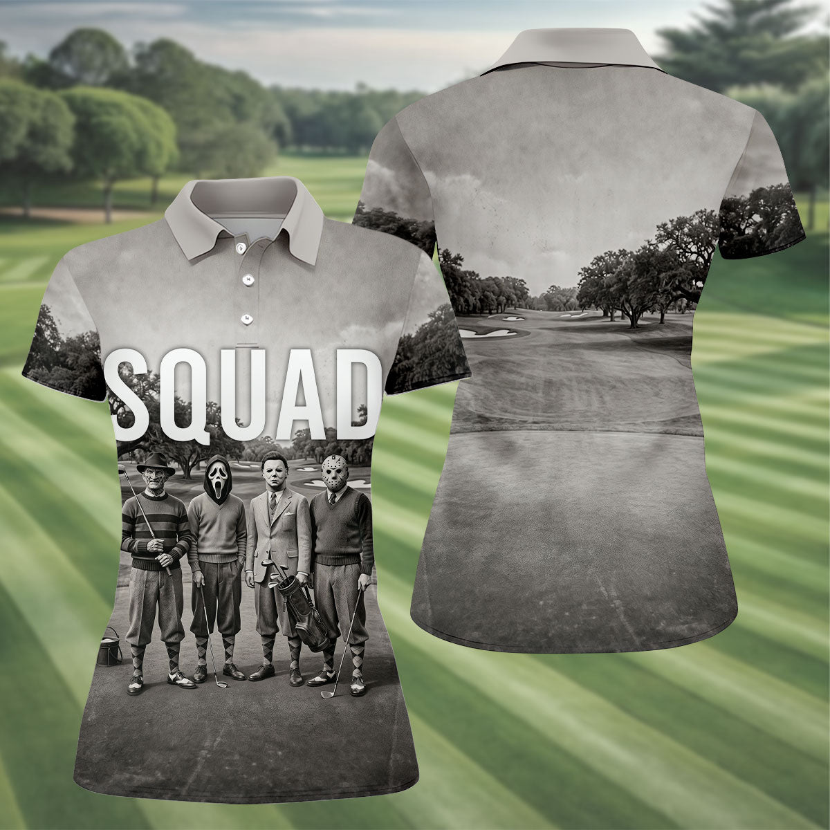 Horror Golfer Squad Halloween Golf Polo Shirt, Women’s Golf Polo, Ladies Golf Shirts