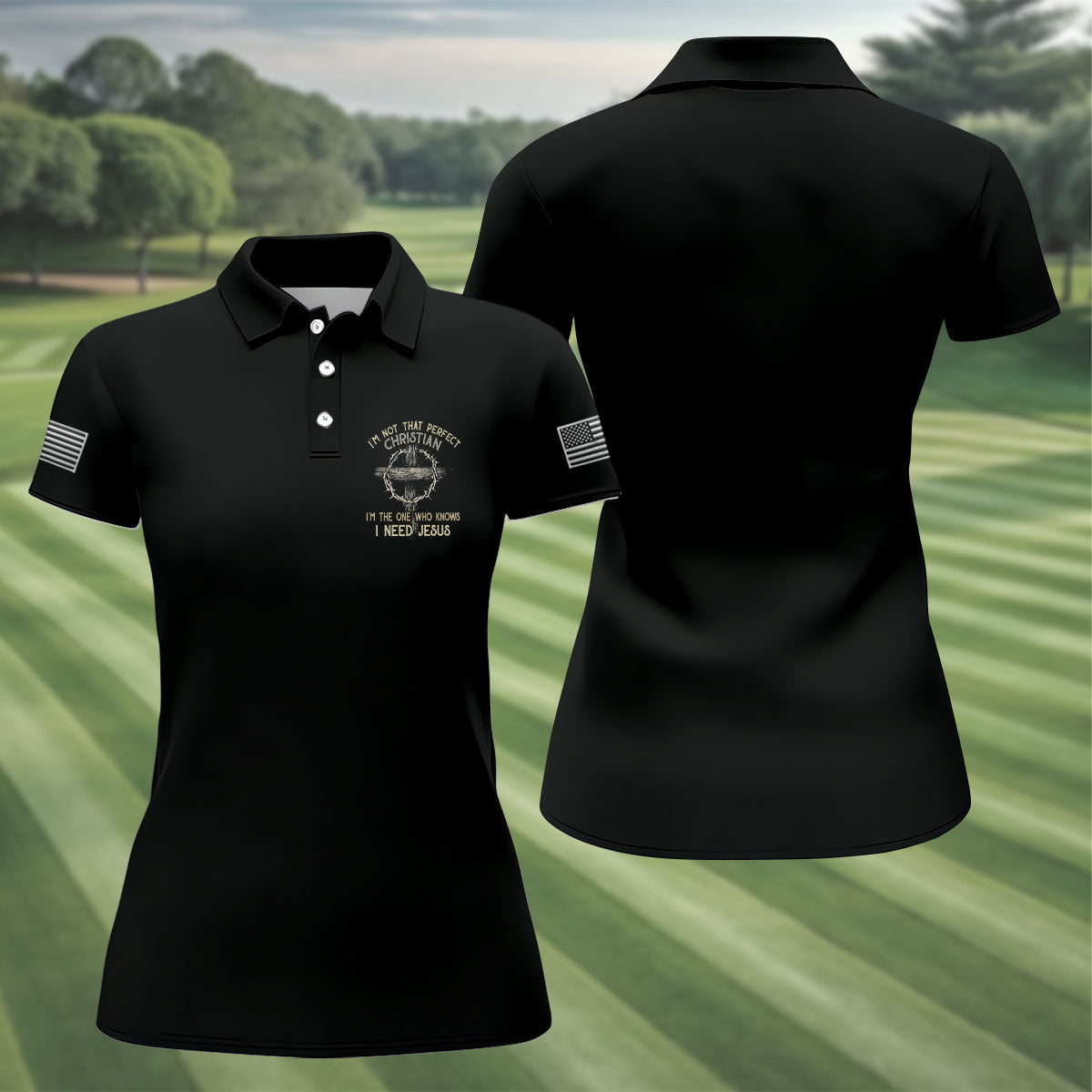 Funny Imperfect Christian Jesus Polo Shirt, Womens Golf Tops, Golf Shirts For Women