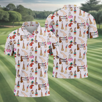 Light Pink Funny Birthday Dick Pattern Golf Polo Shirt, Men's Golf Shirt, Printed Golf Shirts