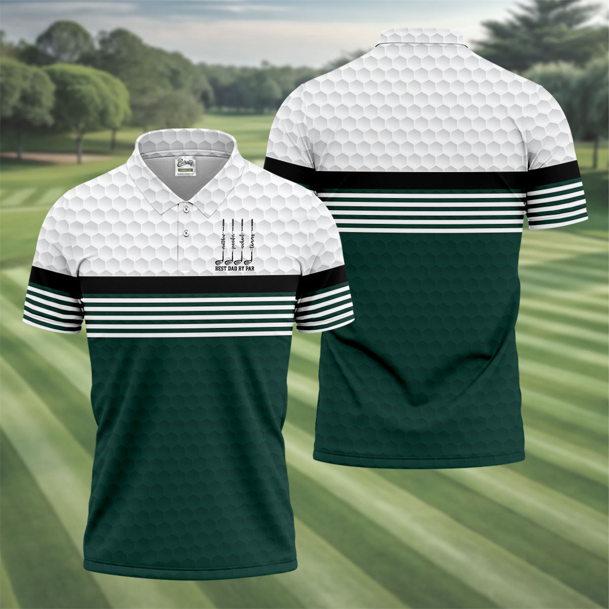 Best Dad By Par Golf Ball Pattern Father's Day Golf Shirt, Golf Gift For Dad, Polo Shirts For Men