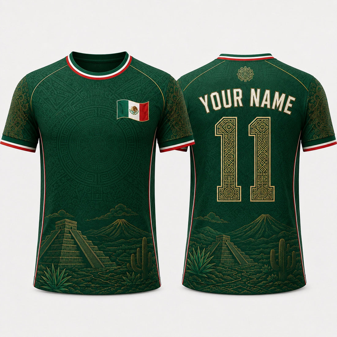 Mexican Landscape Fooball Shirt, V-Neck For Men Football Lover, Mexico Team Father's Day Presents