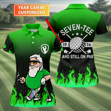 Cool Bearded Golfer Cartoon Women's Golf Tops, Golf Polo For Women, Women’s Golf Apparel