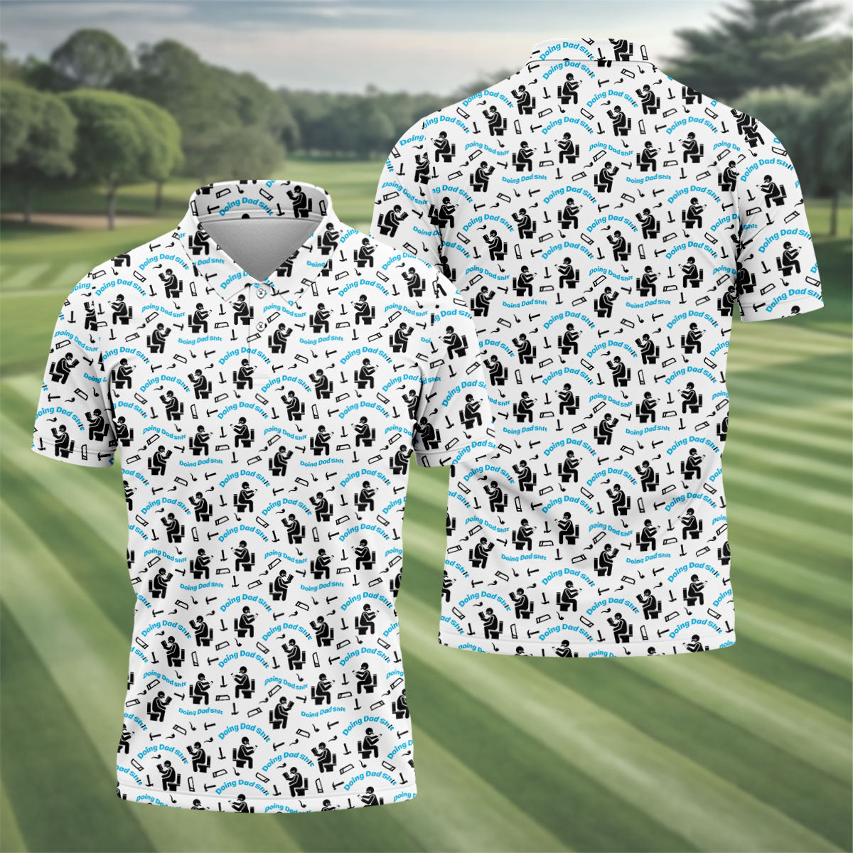 Dad Life Fun Stick Figure Cute Golf Shirt, Father's Day Golf Shirt, Golf Gift For Dad