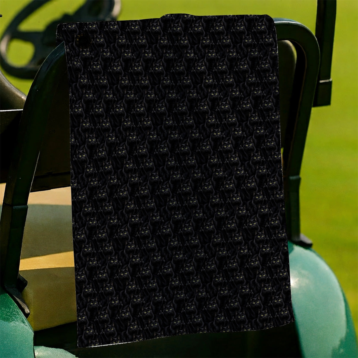 Black Cat Pattern Golf Towel, Funny Cat Lover Golf Towels, Golf Gift For Golfer