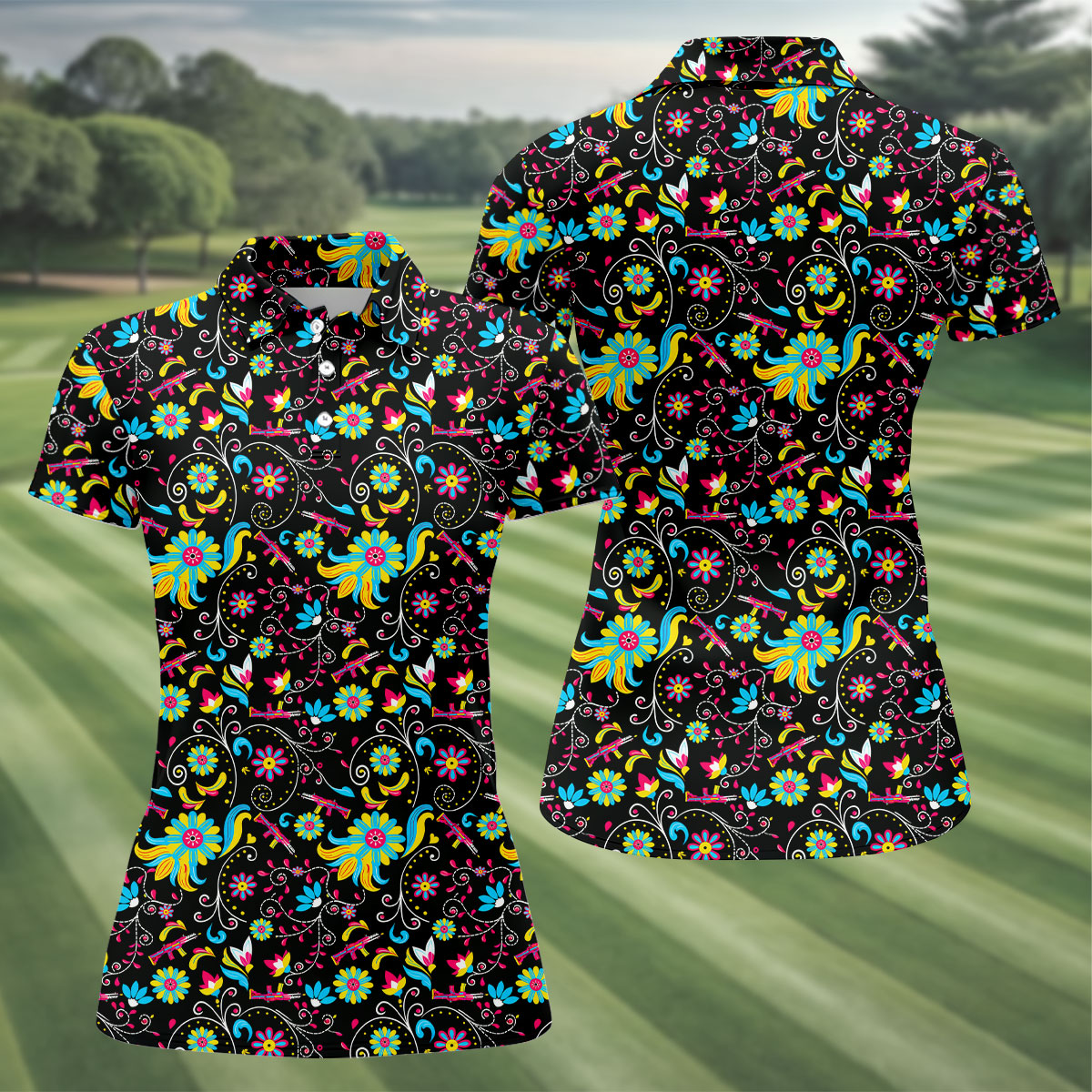 Flores De Mayo Cinco De Mayo Celebration Fiesta Themed Tropical Pattern Golf Shirt For Women