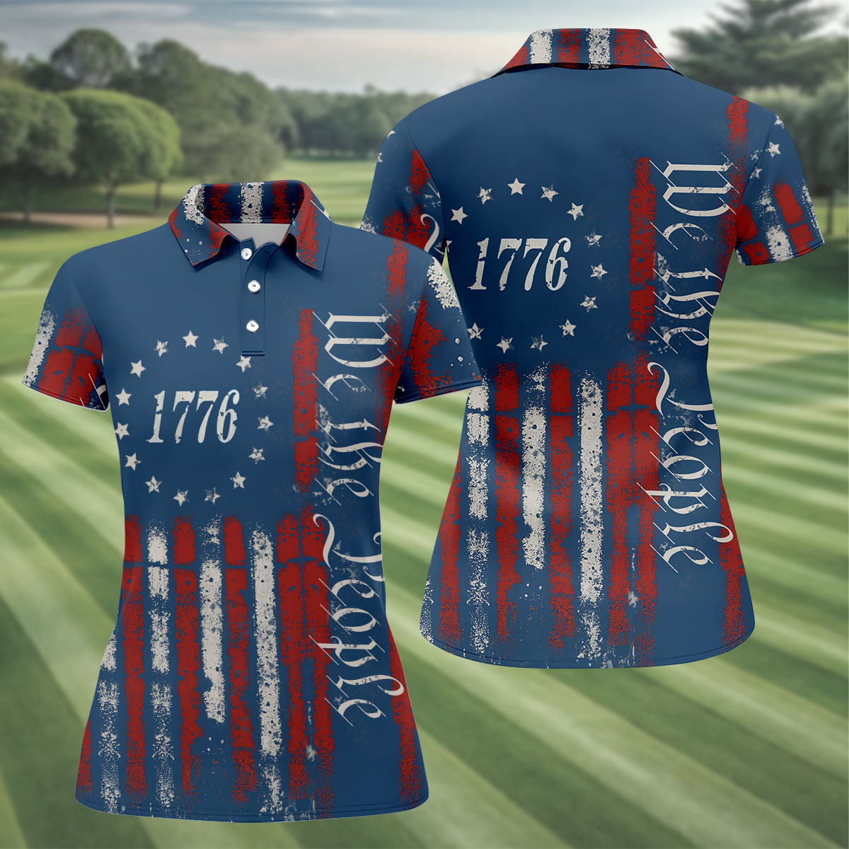 1776 We The People Red White Blue 250th Golf Shirt Patriotic Golf Shirt, Golf Shirts For Women