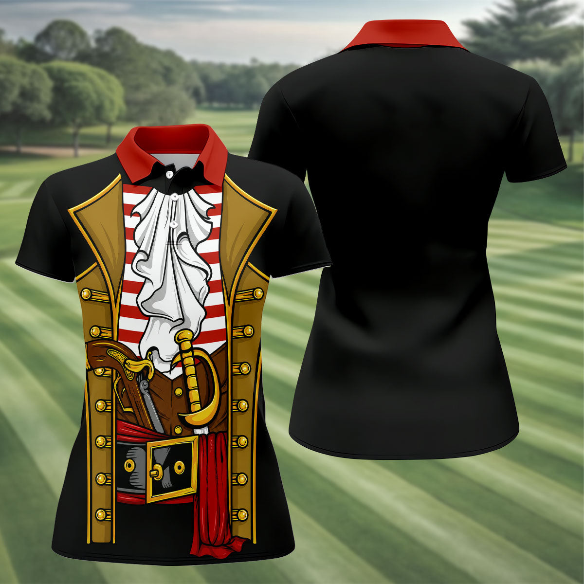 Pirate Captain Outfit Golf Shirt, Swashbuckler Costume Design, Golf Shirt For Women