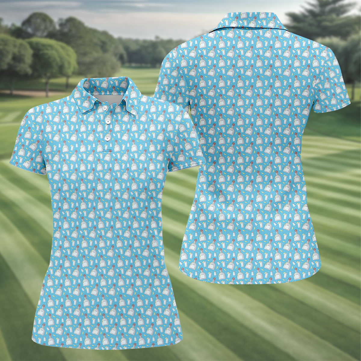 Shot Bottles Of Tequila Cinco De Mayo Celebration Fiesta Themed Golf Shirt For Women