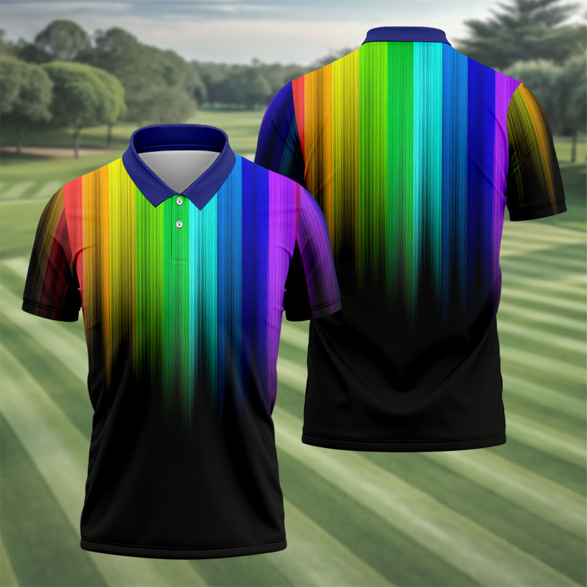 Rainbow Gradient LGBT Support Golf Tops For Men, Gay Pride Month Celebrate Golf Shirts For Men