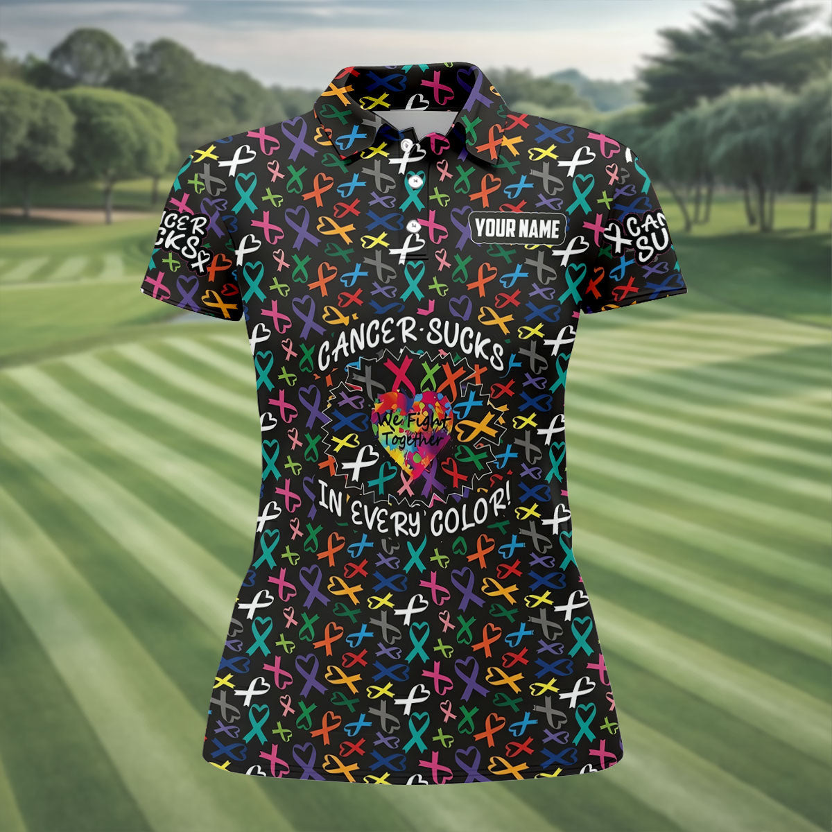 Custom Breast Cancer Sucks In Every Color Polo Shirt, Women's Golf Polo, Printed Golf Shirt