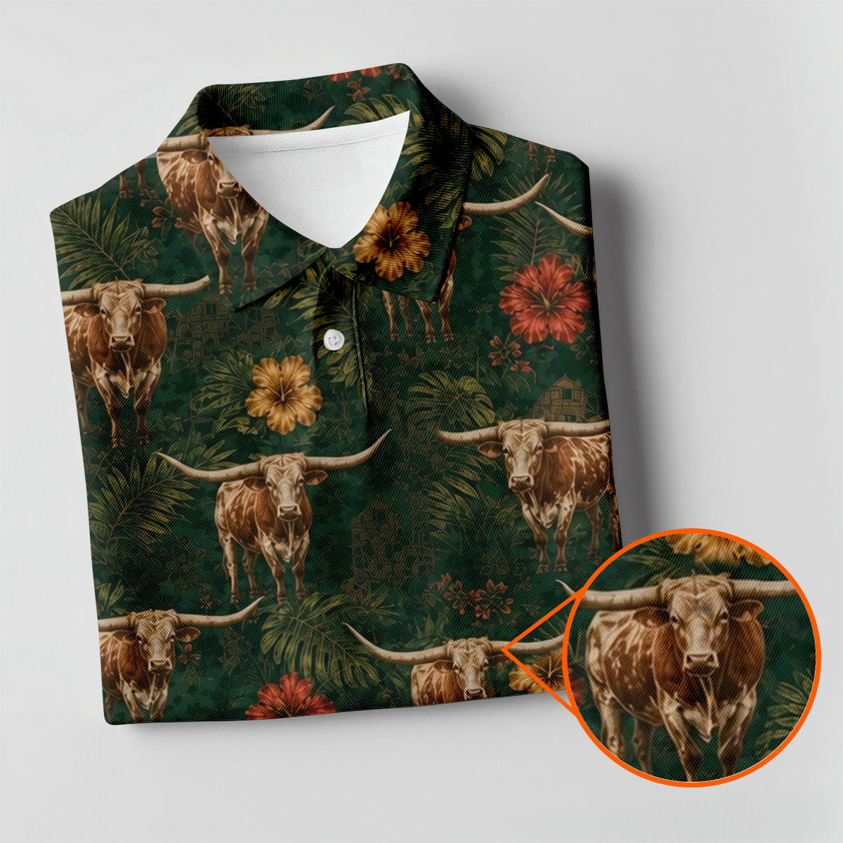 Texas Longhorn Tropical Pattern Golf Polo Shirt, Women's Golf Tops, Ladies Golf Shirts