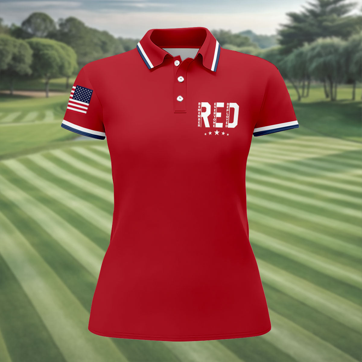 RED Friday Military Support 250 Anniversary Red Patriotic Golf Shirt, Golf Shirt For Women