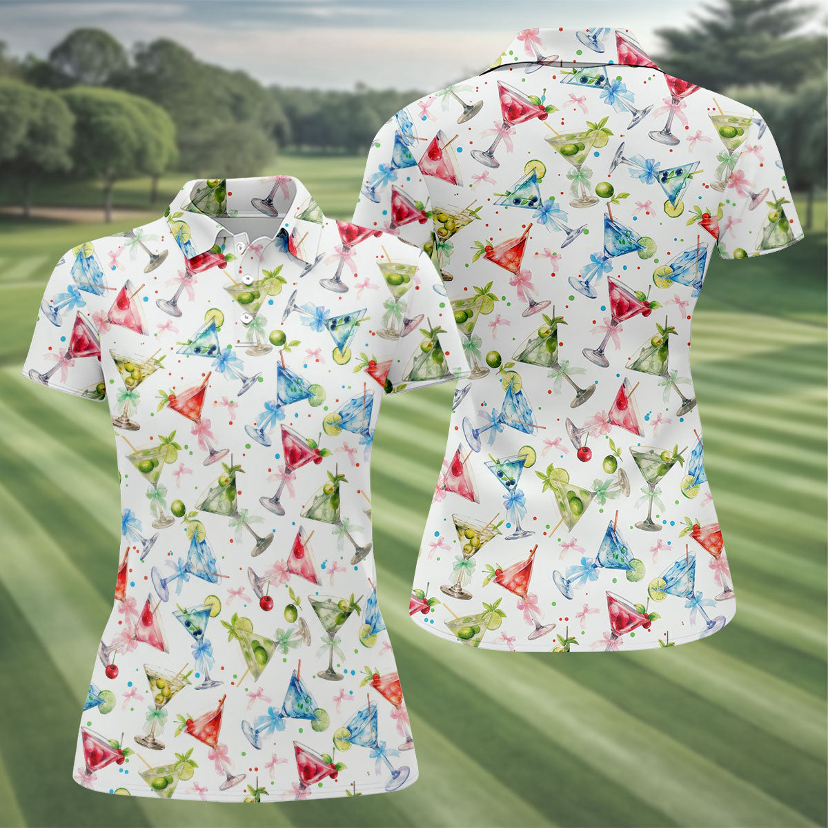 Coquette Martini Cinco De Mayo Celebration Ladies Golf Tops, Summer Theme Golf Shirt For Women