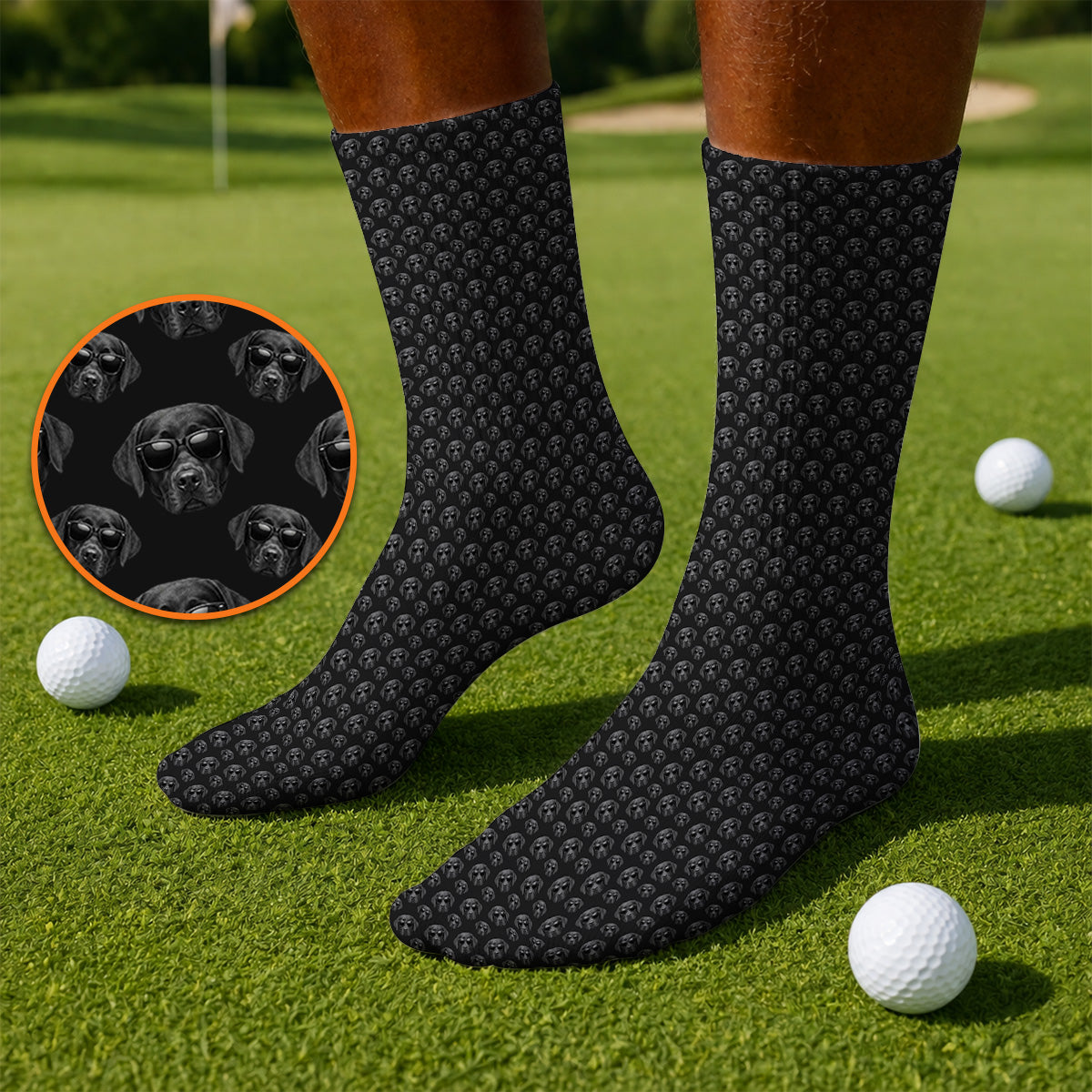 Labrador Retriever Golf Socks, Black Lab Sunglasses Pattern Sock, Funny Golf Gift For Dog Lover
