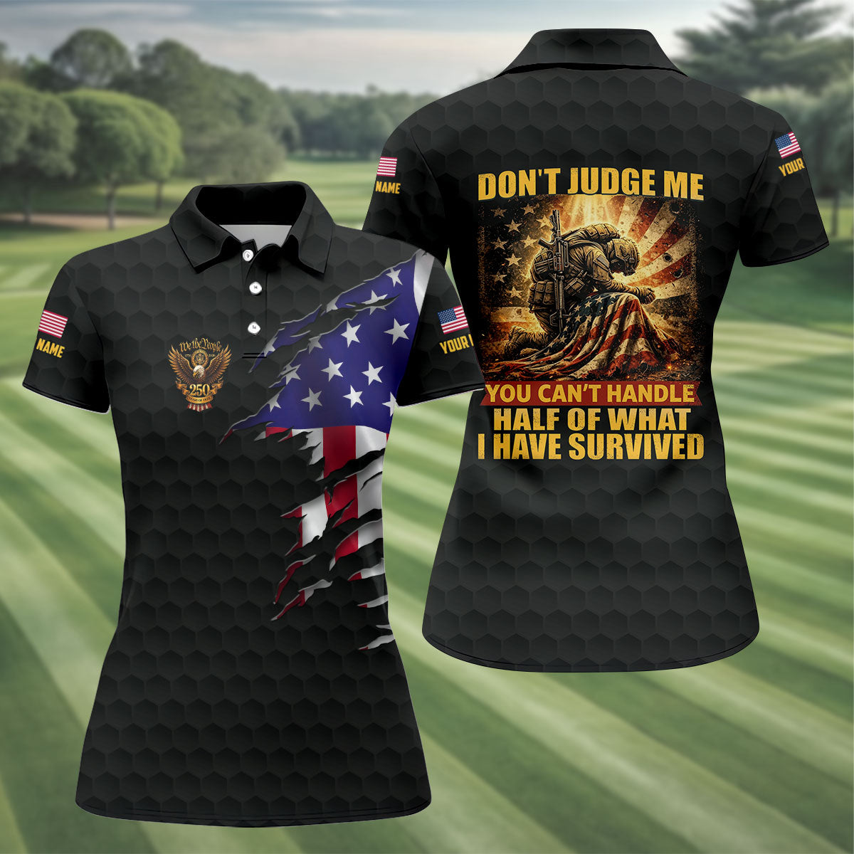 Don't Judge Me Veteran Memorial Patriotic 4th Of July Golf Shirt, 250th Anniversary Golf Shirt For Women