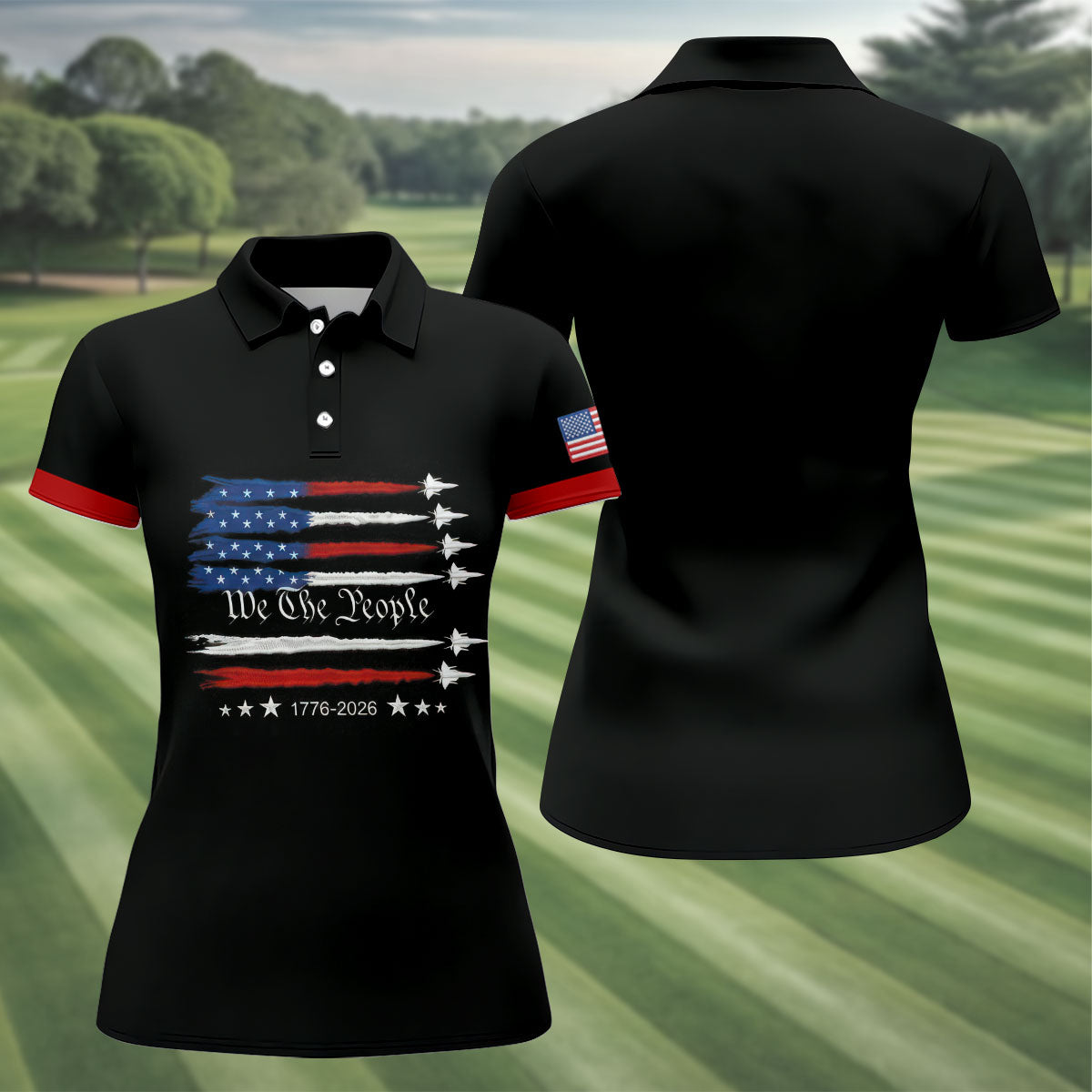 Independence Day Flag We The People Golf Shirt, Patriotic 4th Of July Golf Shirt For Women