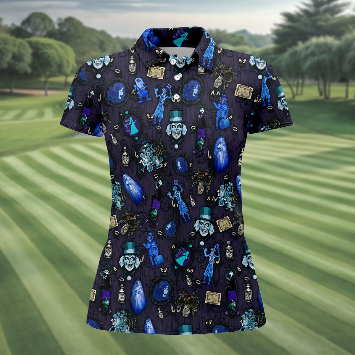 Haunted House Horror Character Golf Polo Shirt, Horror Movie Shirt, Women's Golf Polo