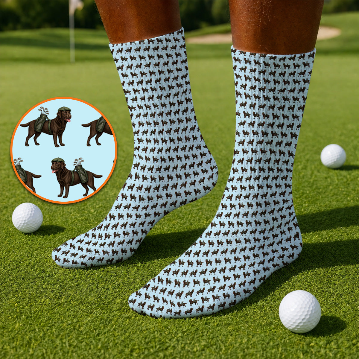 Chocolate Labrador Golf Crew Socks, Funny Dog Golf Socks, Labrador Lover Gift