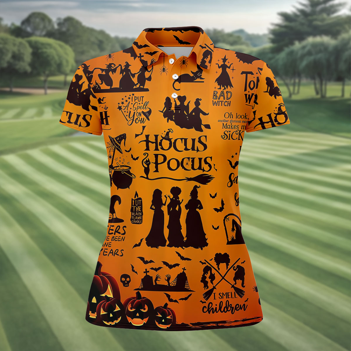 Hocus Pocus Horror Character Halloween Golf Polo Shirt, Witch Shirt, Women's Golf Polo