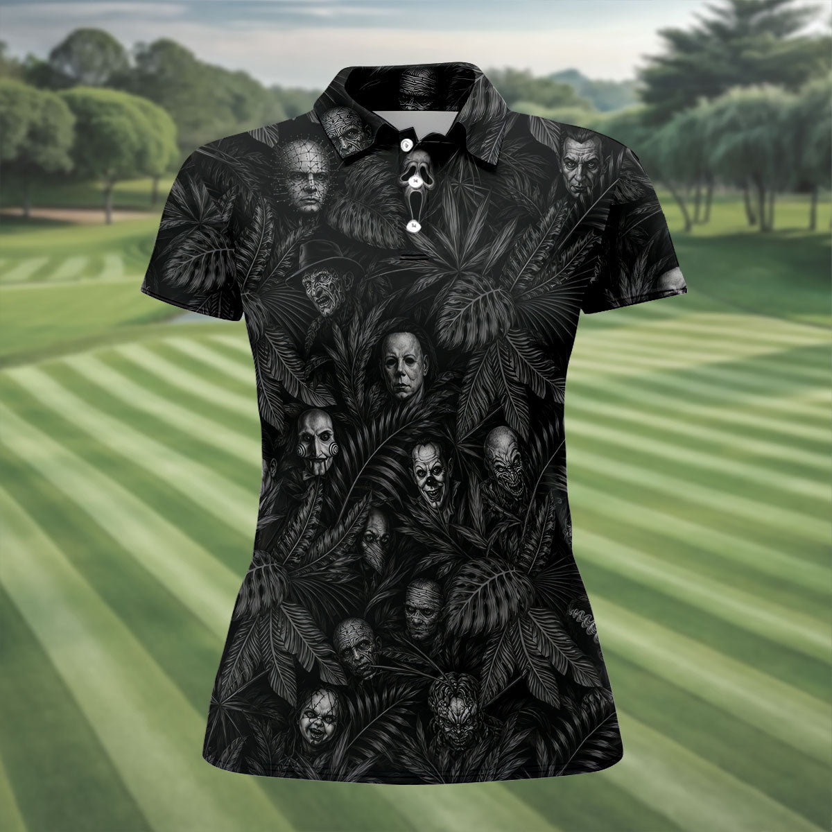 Horror Character Halloween Golf Shirt, Golf Shirts For Women, Women's Golf Apparel