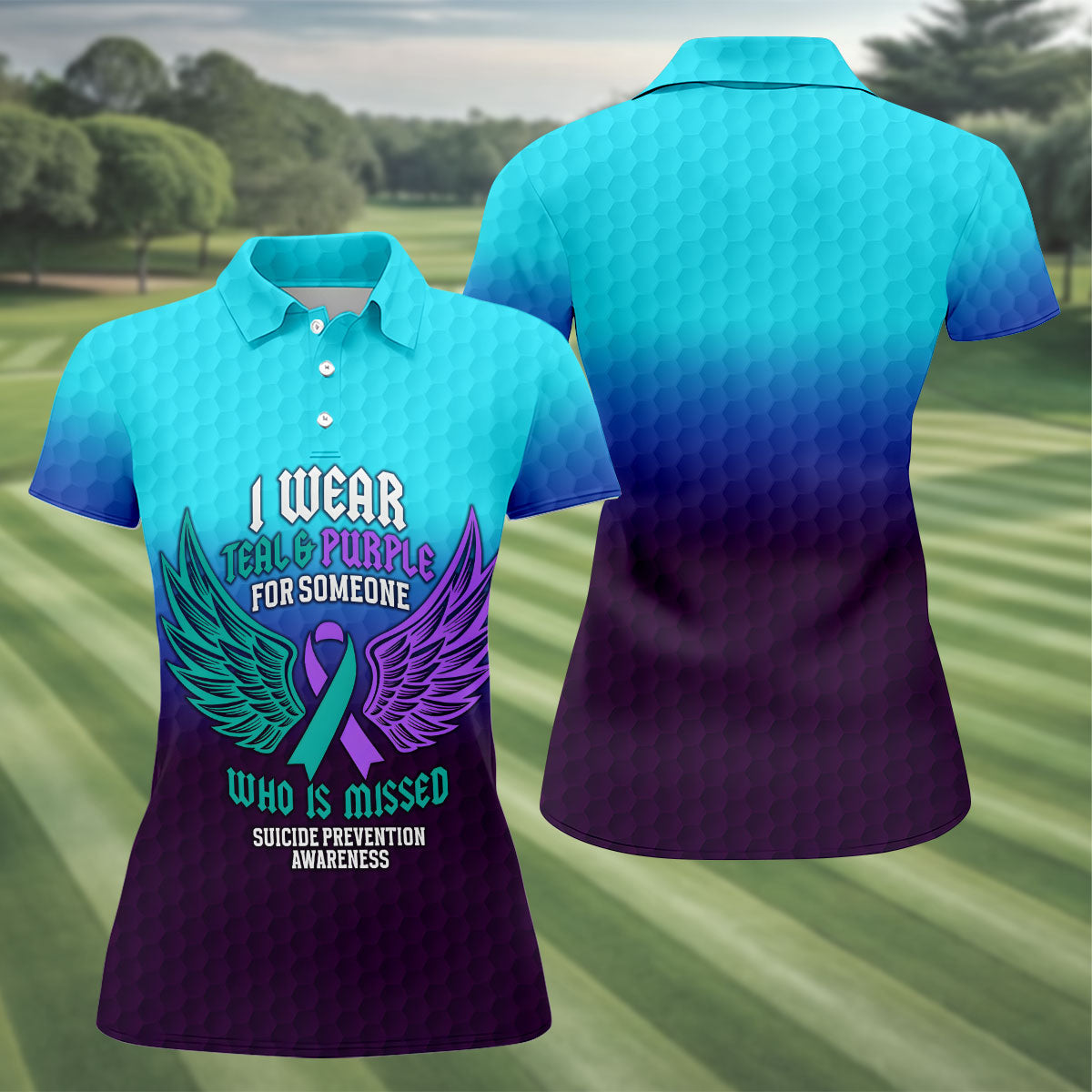 I Wear Teal And Purple Suicide Prevention Awareness Women’s Golf Polo, Golf Shirts