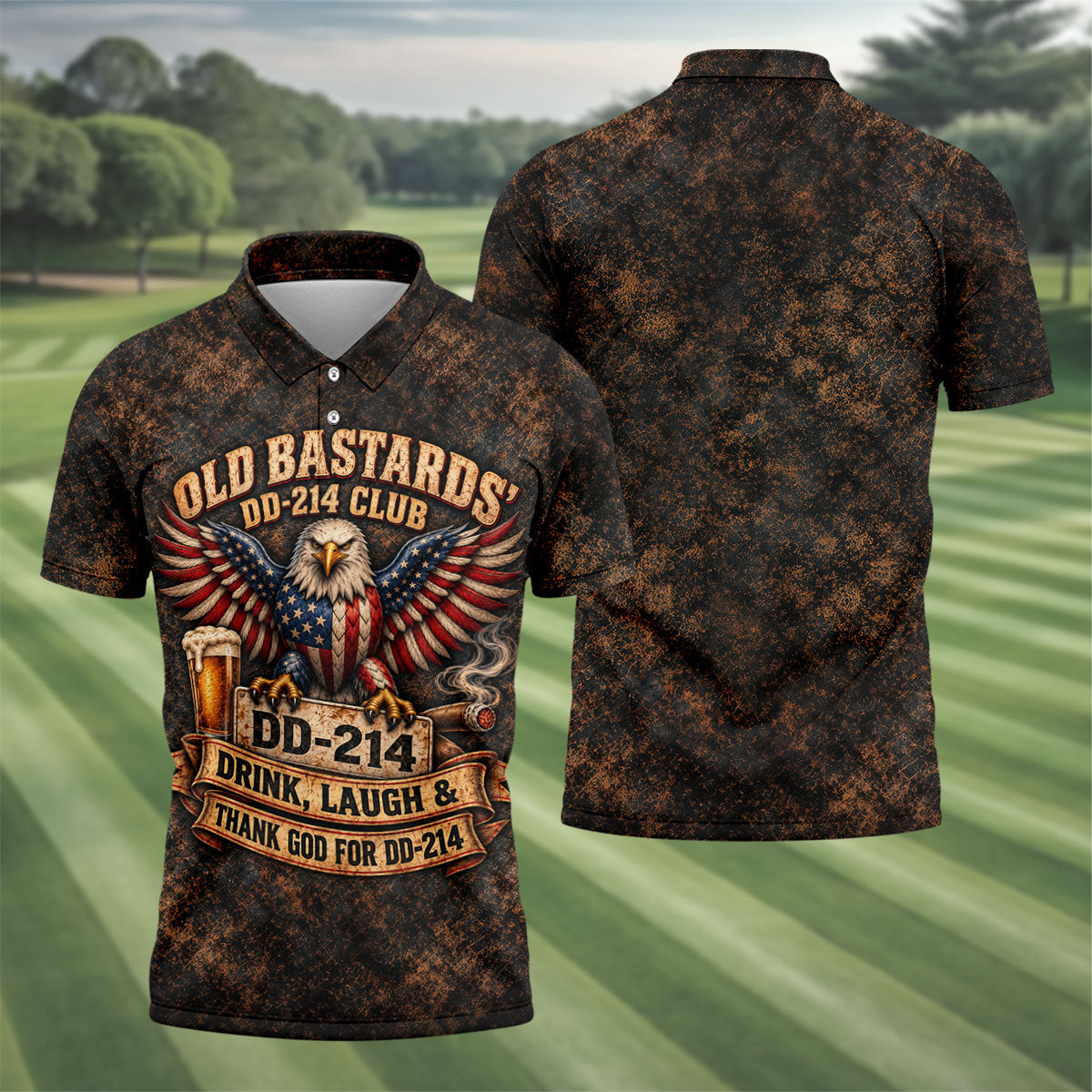 Old Bastards DD-214 Club Eagle Golf Polo Shirt, Veterans Day Shirt, Mens Golf Shirts