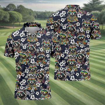 Raccoon Sunglasses Floral Tropical Hawaiian Shirt, Shirt For Men, Tropical Button Up Shirt