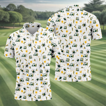 Funny Golf Cart Adult Humor Pattern Polo Shirt, Golf Polo Shirts For Men, Mens Golf Apparel