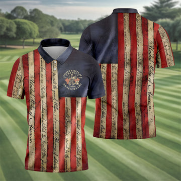USA 250th Anniversary Distressed Flag Patriotic Golf Shirt, 4th Of July Golf Shirts For Men